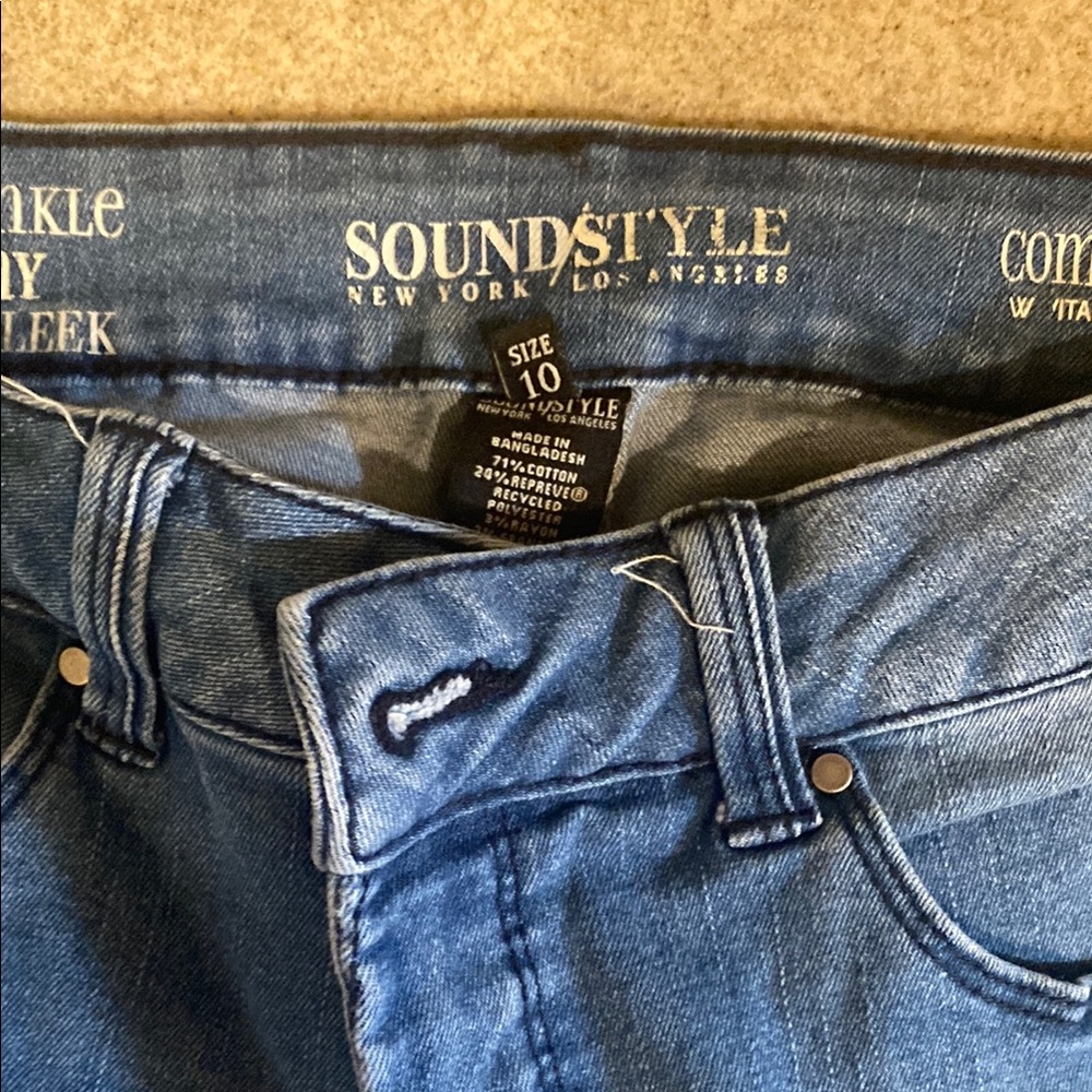 Blue Distressed Skinny Ankle Jeans Size 10